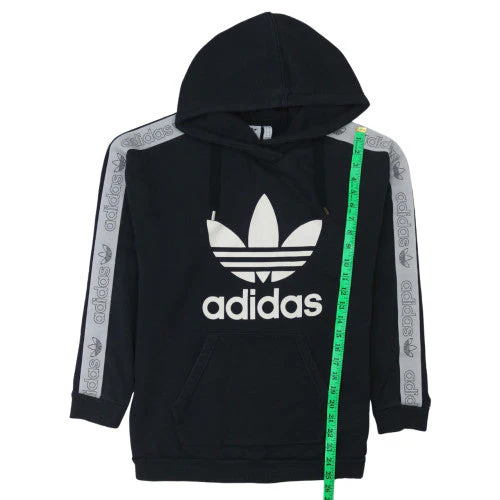 Adidas Womens Black Pullover Hoodie UK 10 with Logo Trim Detail - Image 3