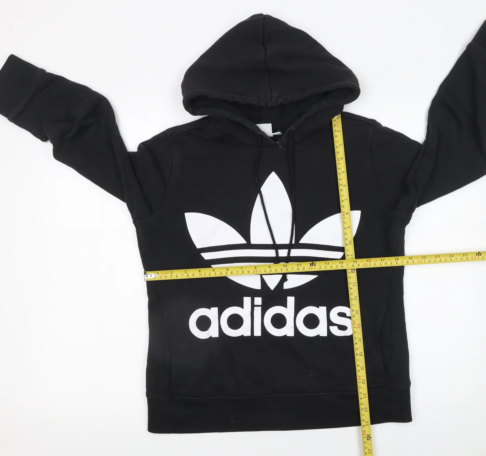 Adidas Womens Black Pullover Hoodie UK 8 Cotton Logo Hooded Sweatshirt - Image 2