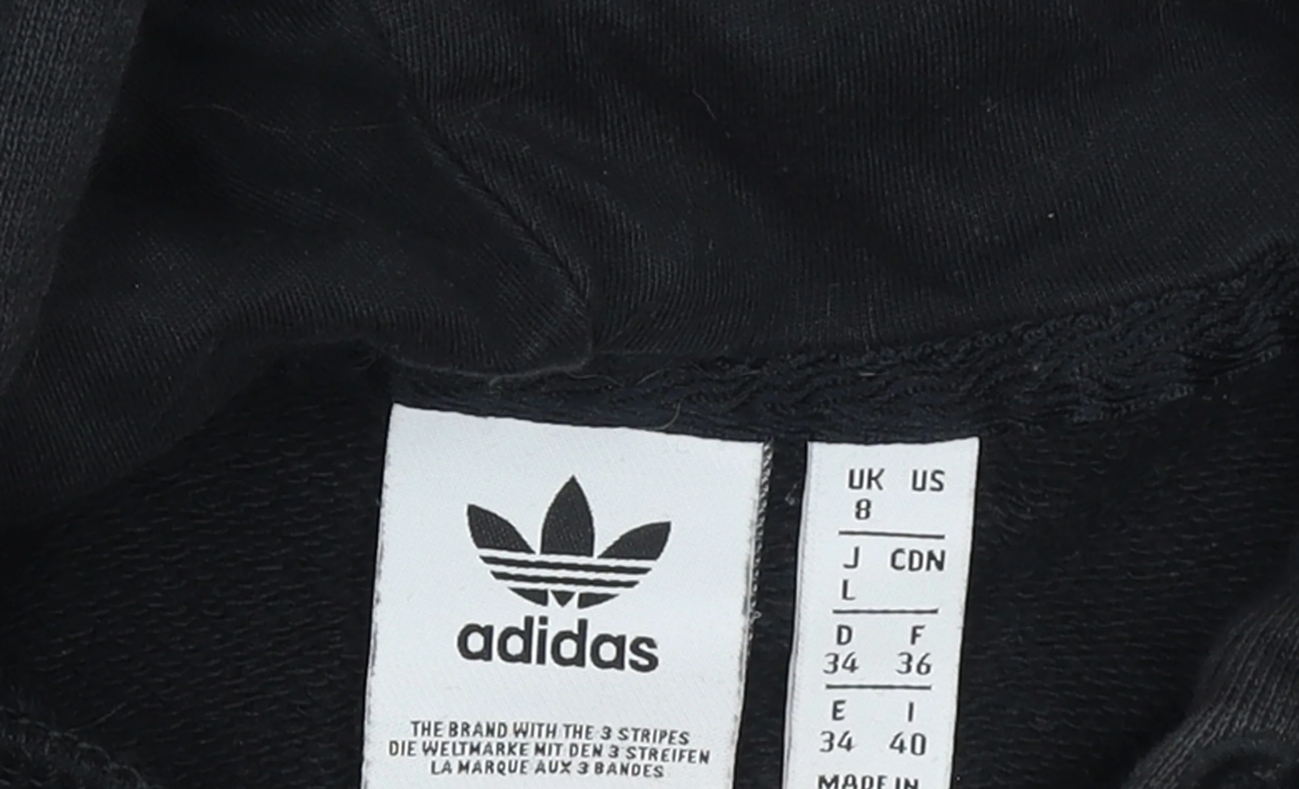 Adidas Womens Black Pullover Hoodie UK 8 Cotton Logo Hooded Sweatshirt - Image 4