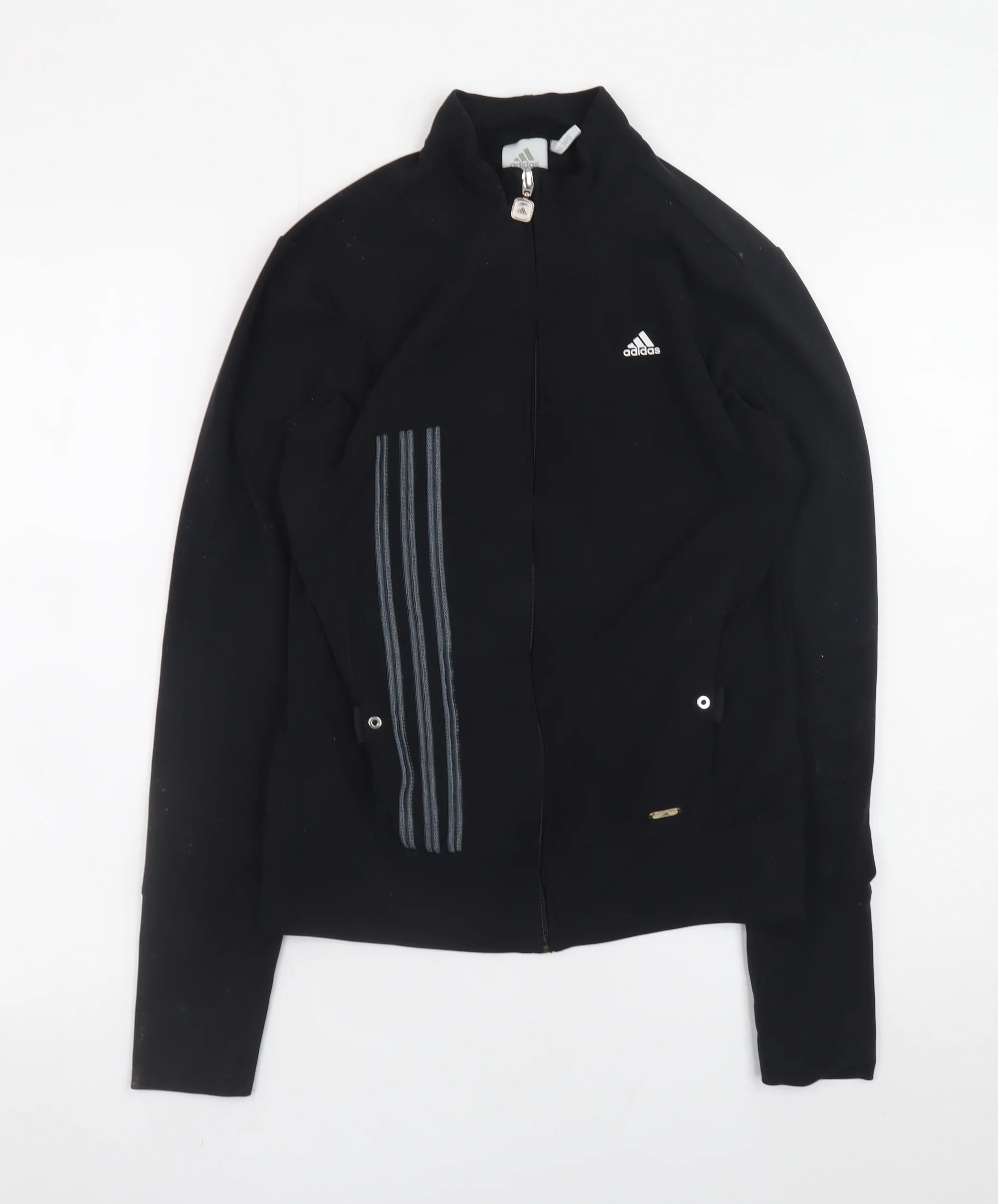 Adidas Womens Black Size 12 Slim Fit Full Zip Sports Jacket