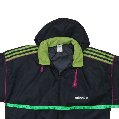 Adidas Womens Black Windbreaker Jacket Size 12 Hooded Retro Sports Style - Image 2