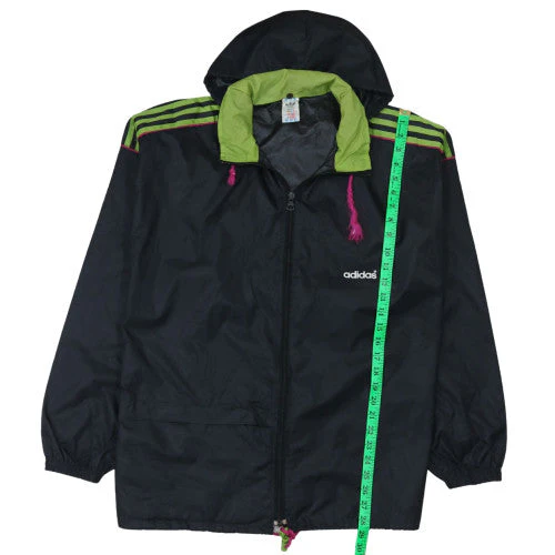 Adidas Womens Black Windbreaker Jacket Size 12 Hooded Retro Sports Style - Image 3