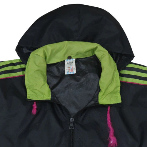 Adidas Womens Black Windbreaker Jacket Size 12 Hooded Retro Sports Style - Image 8
