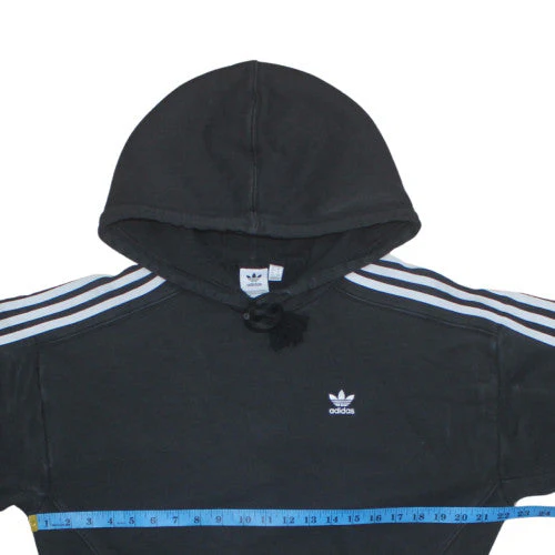 Adidas Women's Black XS Cropped Pullover Hoodie with Stripes - Image 2