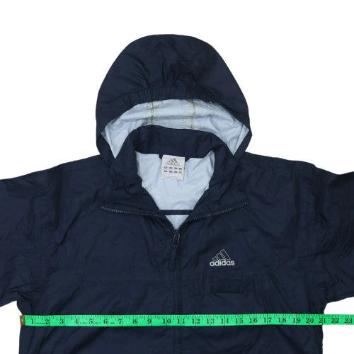 Adidas Womens Blue Hooded Windbreaker Jacket Size 14 - Image 2