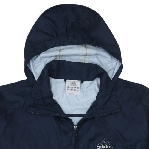 Adidas Womens Blue Hooded Windbreaker Jacket Size 14 - Image 6
