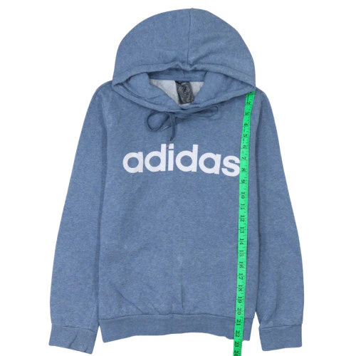Adidas Womens Blue Pullover Hoodie Small Hooded Logo Sweatshirt - Image 3