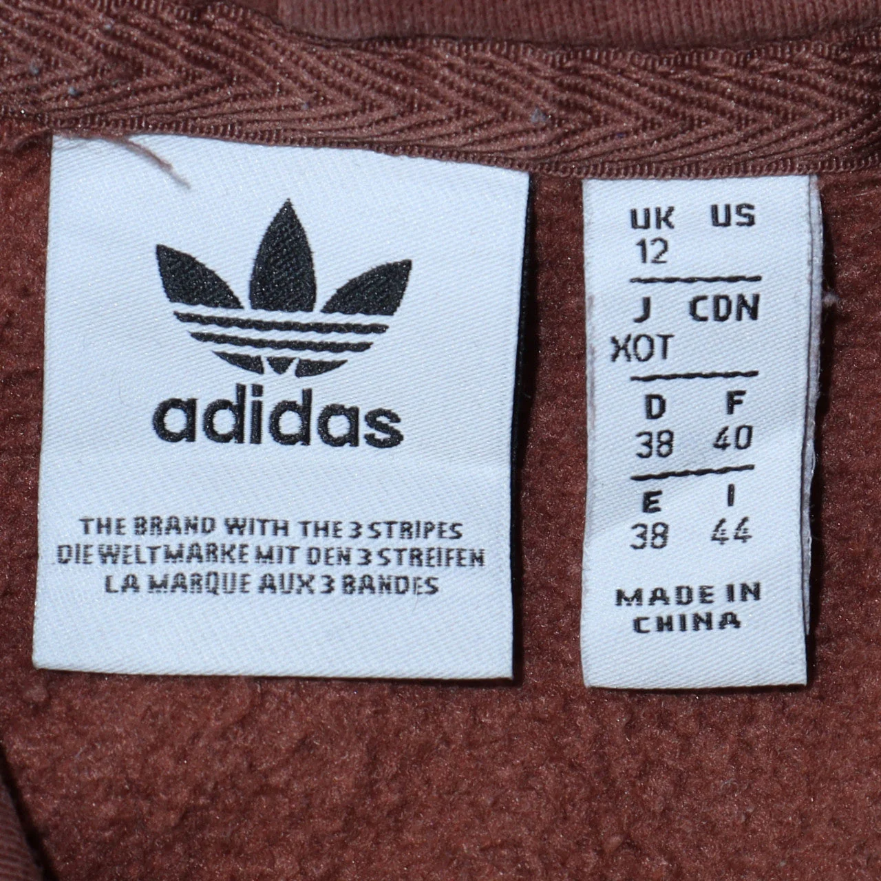 Adidas Womens Brown Pullover Hoodie Size 12 Cotton Blend Logo Design - Image 6