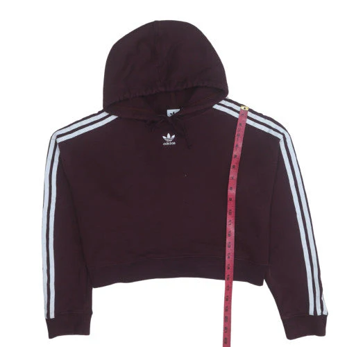 Adidas Womens Burgundy Cropped Hoodie Size 8 Cotton Blend - Image 2