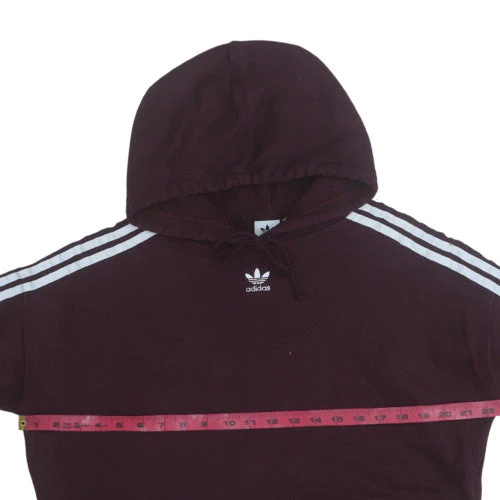 Adidas Womens Burgundy Cropped Hoodie Size 8 Cotton Blend - Image 3