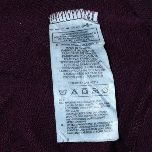 Adidas Womens Burgundy Cropped Hoodie Size 8 Cotton Blend - Image 5