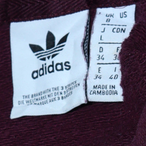 Adidas Womens Burgundy Cropped Hoodie Size 8 Cotton Blend - Image 6
