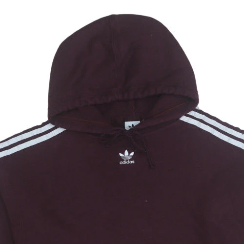 Adidas Womens Burgundy Cropped Hoodie Size 8 Cotton Blend - Image 7