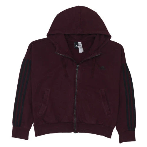 Adidas Womens Burgundy Full Zip Hoodie Size XL Cotton Blend