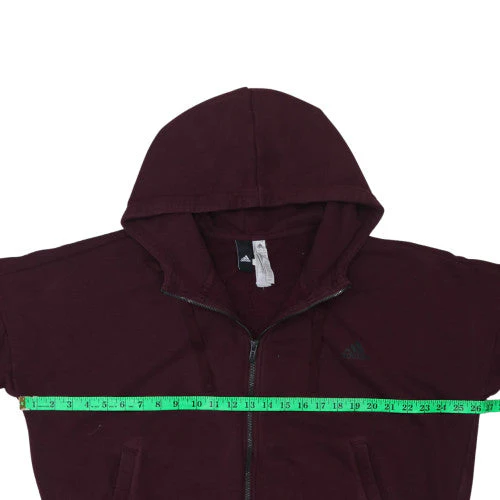 Adidas Womens Burgundy Full Zip Hoodie Size XL Cotton Blend - Image 2