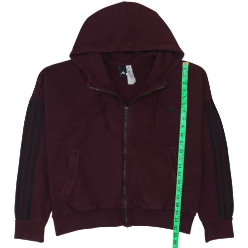 Adidas Womens Burgundy Full Zip Hoodie Size XL Cotton Blend - Image 3