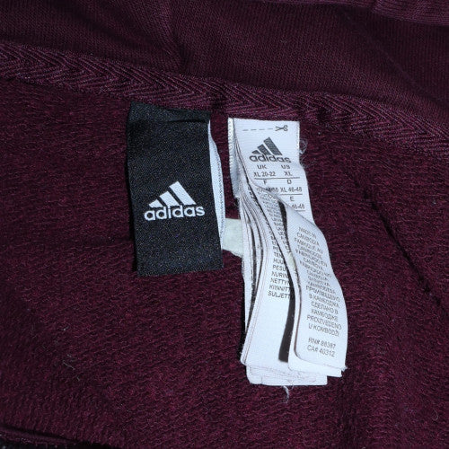 Adidas Womens Burgundy Full Zip Hoodie Size XL Cotton Blend - Image 5