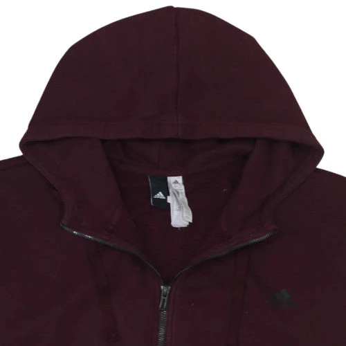 Adidas Womens Burgundy Full Zip Hoodie Size XL Cotton Blend - Image 8