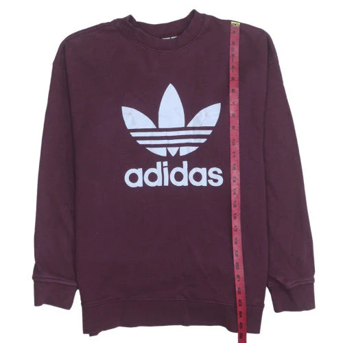 Adidas Womens Burgundy Sweatshirt UK 12 Crew Neck Long Sleeve - Image 3