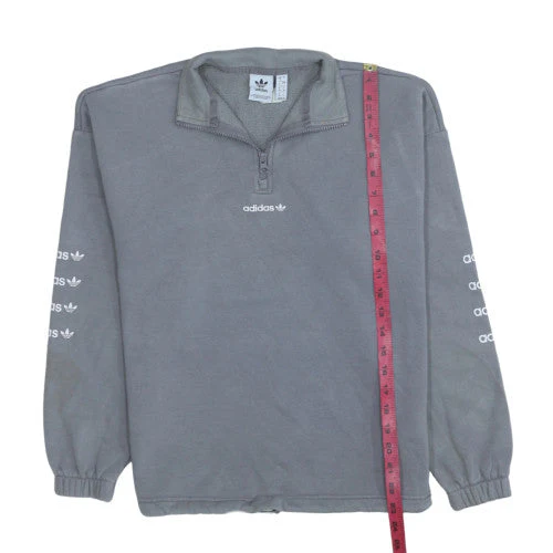 Adidas Womens Grey 1/4 Zip Pullover Sweatshirt Size 8 - Image 3
