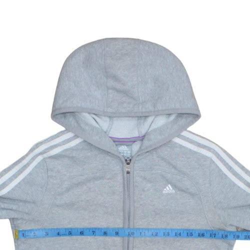 Adidas Womens Grey Full Zip Hooded Sweatshirt Size M Essentials - Image 2