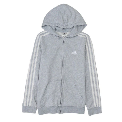 Adidas Womens Grey Full Zip Hoodie Small S 8-10 Cotton Blend Sportswear