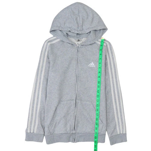 Adidas Womens Grey Full Zip Hoodie Small S 8-10 Cotton Blend Sportswear - Image 2