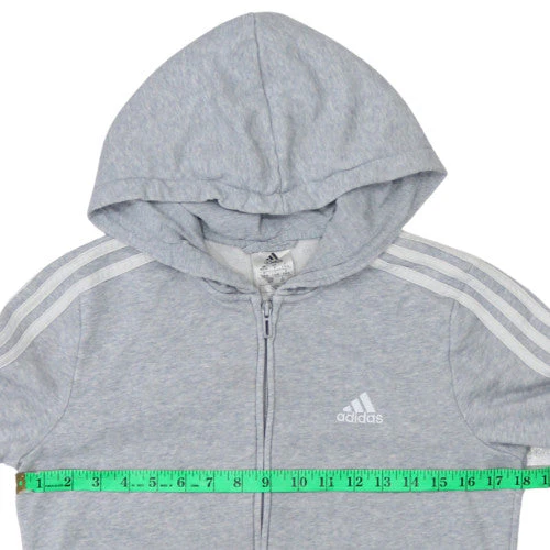 Adidas Womens Grey Full Zip Hoodie Small S 8-10 Cotton Blend Sportswear - Image 3