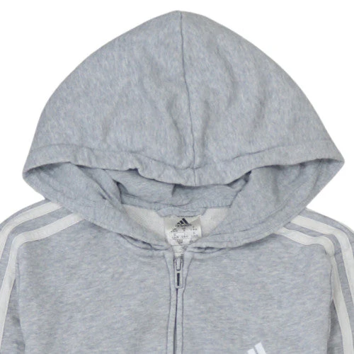 Adidas Womens Grey Full Zip Hoodie Small S 8-10 Cotton Blend Sportswear - Image 7