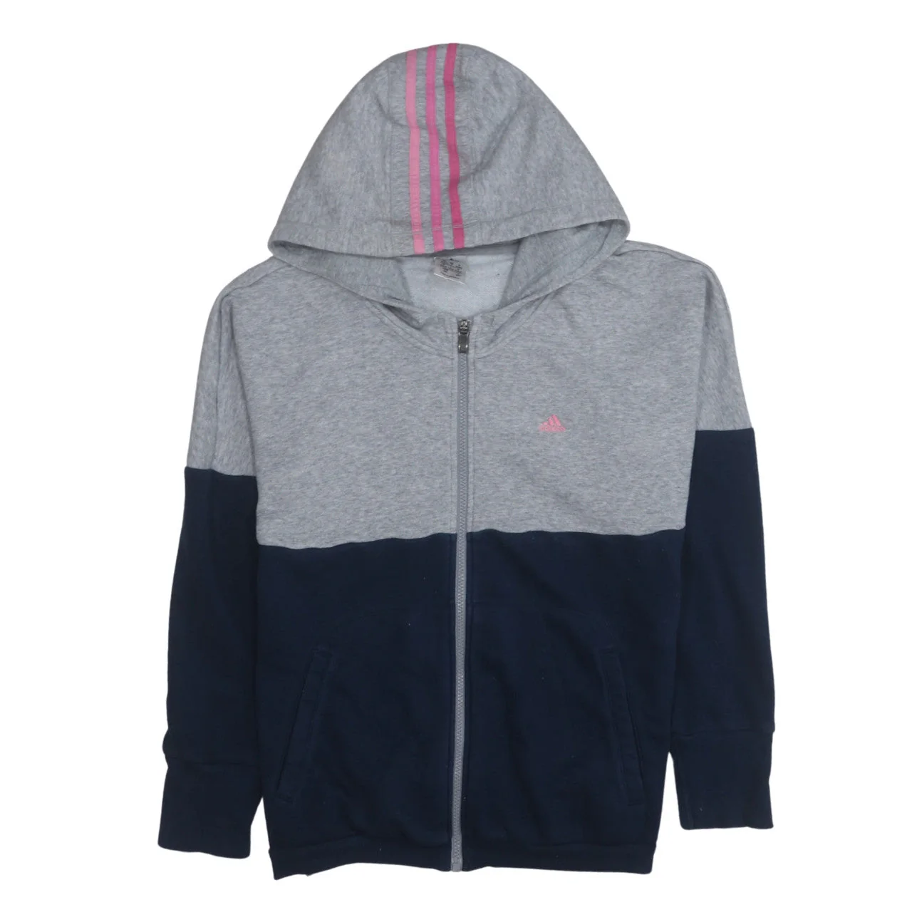 Adidas Womens Grey & Navy Full Zip Hoodie Size 12-14 M