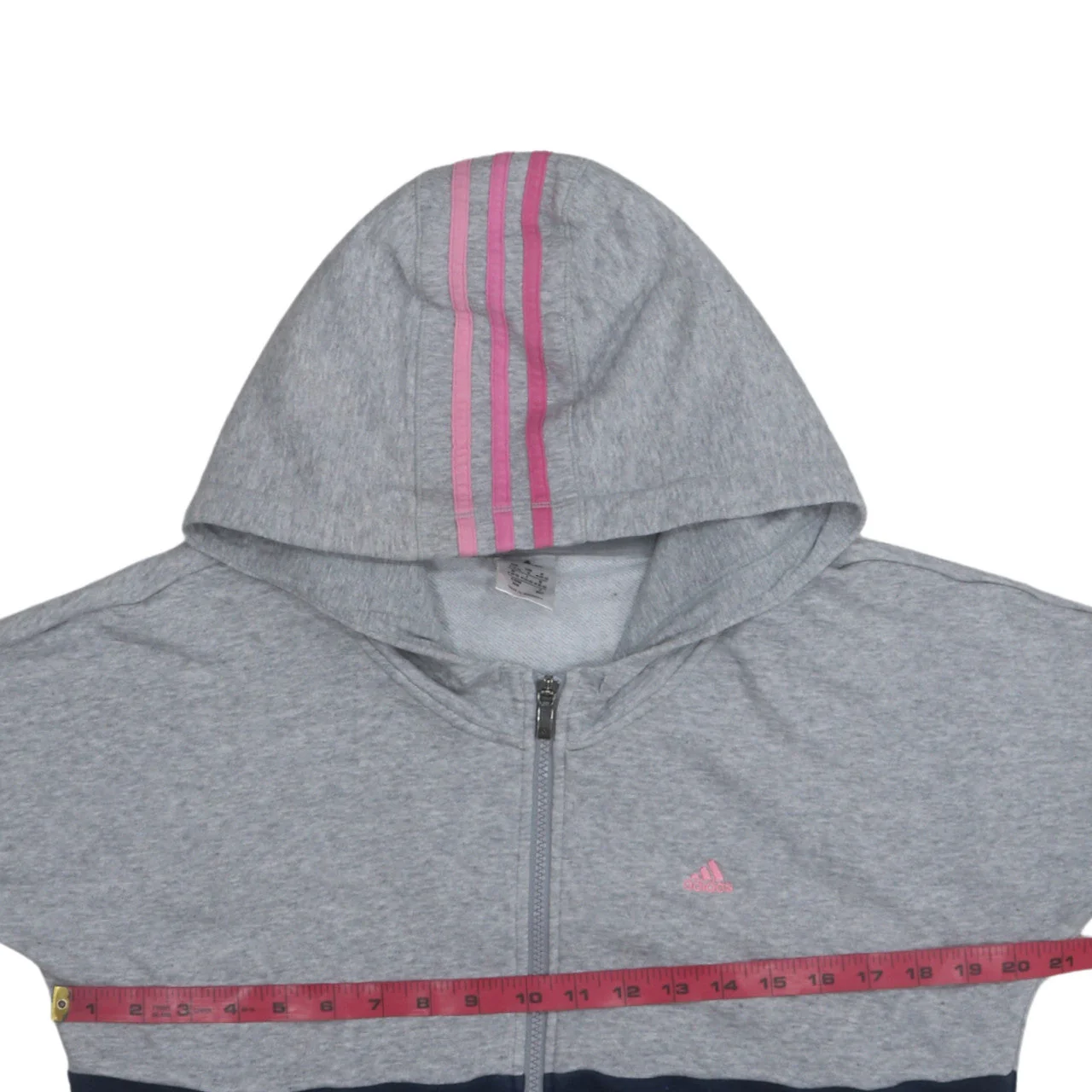 Adidas Womens Grey & Navy Full Zip Hoodie Size 12-14 M - Image 2