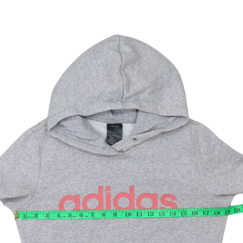 Adidas Womens Grey Pullover Hoodie Small Cotton Blend Casual - Image 2