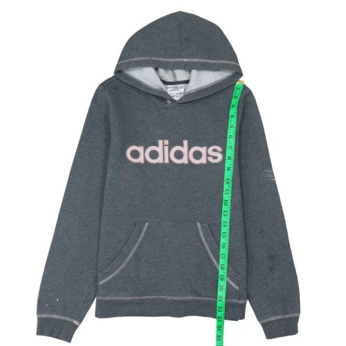 Adidas Womens Grey Pullover Hoodie Sweatshirt Size 10 Casual Logo - Image 3