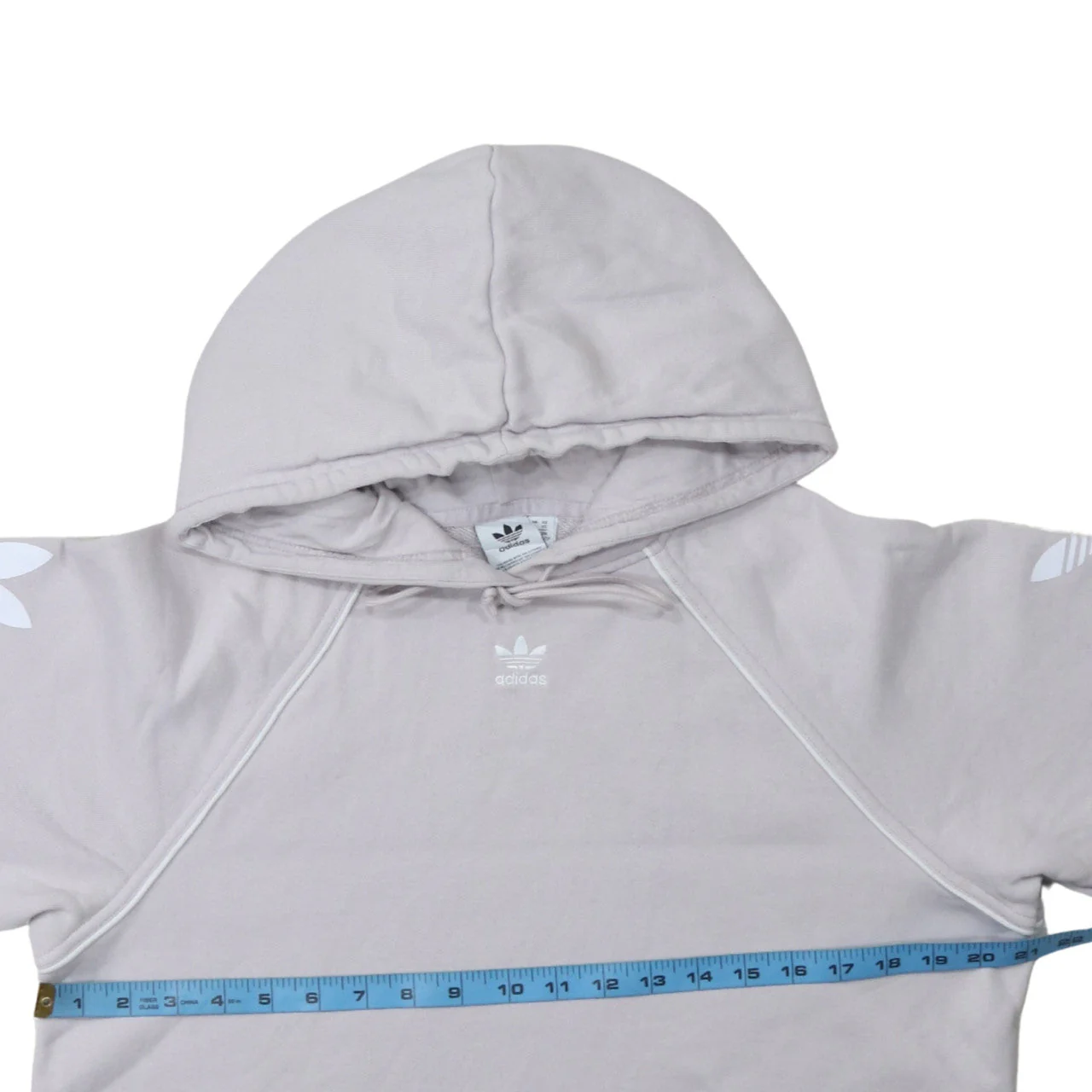 Adidas Womens Grey Pullover Hoodie UK 6 XS Long Sleeve Logo Cotton - Image 2