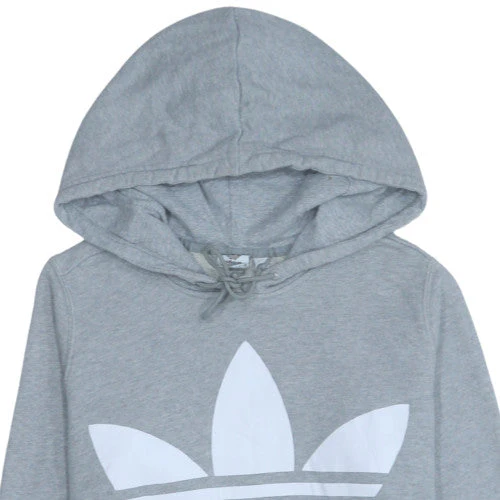 Adidas Women's Grey Trefoil Pullover Hoodie Size 16 UK - Image 8