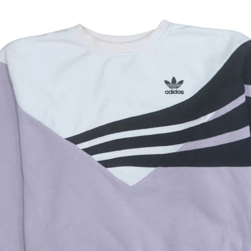 Adidas Womens Lilac Colourblock Sweatshirt UK 16 Crew Neck Cotton Blend - Image 8