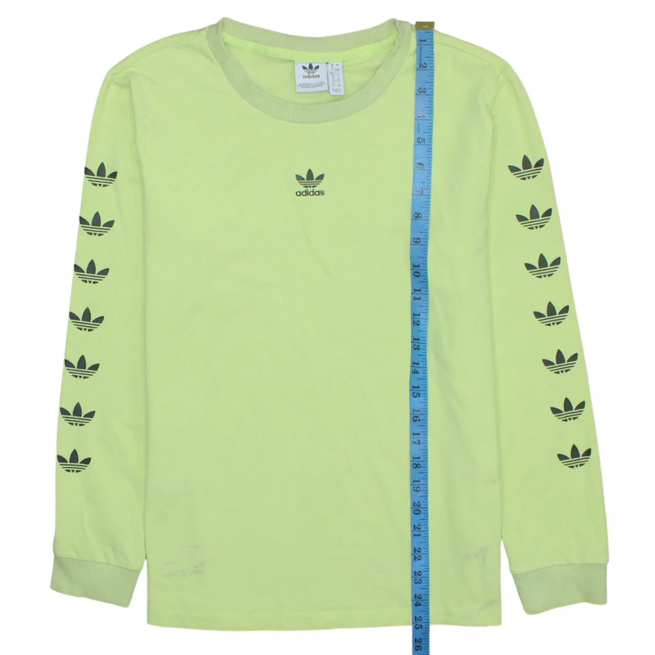 Adidas Womens Lime Green Long Sleeve Crew Neck Sweatshirt UK 16 - Image 2