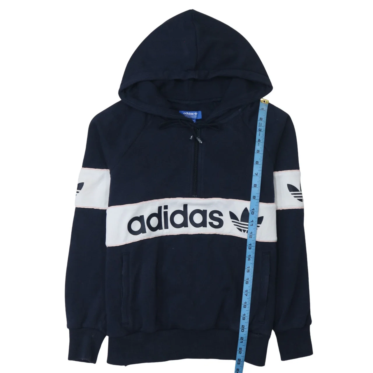 Adidas Womens Navy Blue 1/2 Zip Hooded Sweatshirt Size L - Image 2