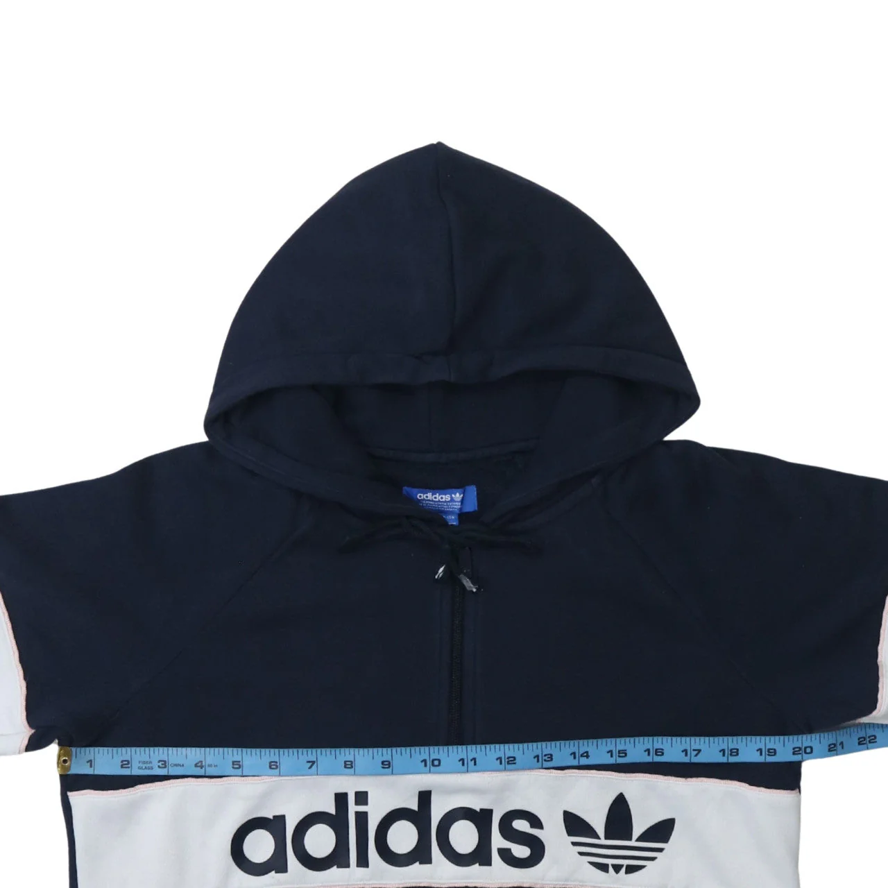 Adidas Womens Navy Blue 1/2 Zip Hooded Sweatshirt Size L - Image 3