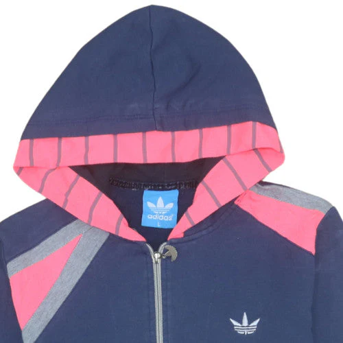 Adidas Womens Navy Blue Full Zip Hoodie Size L with Pink Trim - Image 7