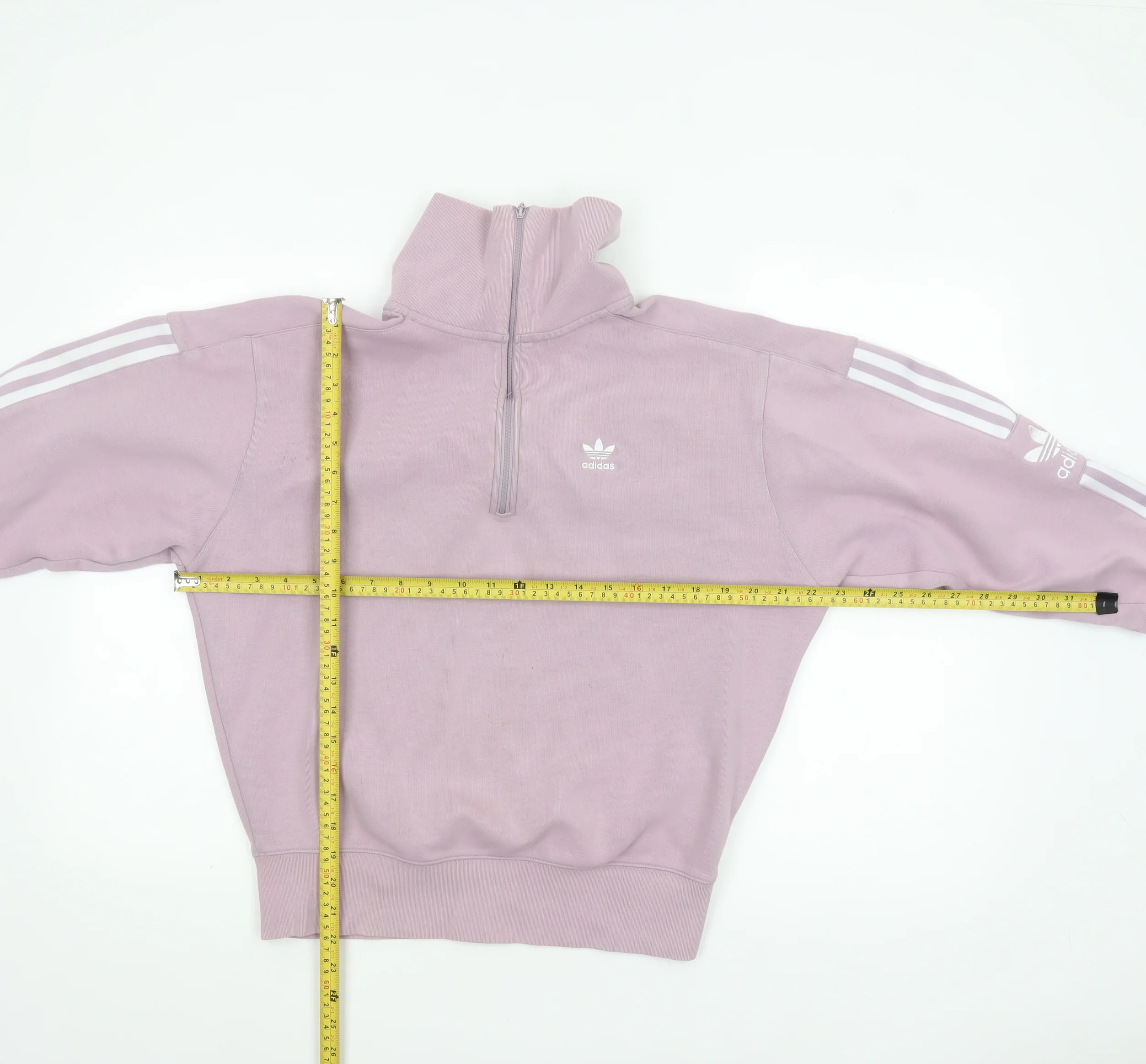 Adidas Womens Pink 1/2 Zip Pullover Sweatshirt Size 10 - Image 2