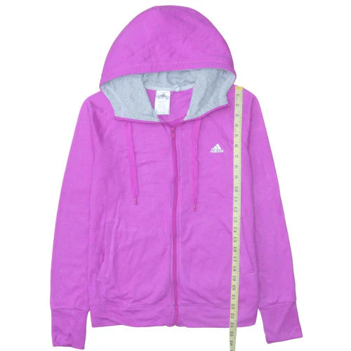 Adidas Womens Pink Full Zip Hoodie L Lightweight Casual Sportswear - Image 2