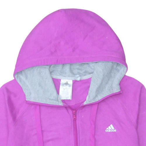 Adidas Womens Pink Full Zip Hoodie L Lightweight Casual Sportswear - Image 8