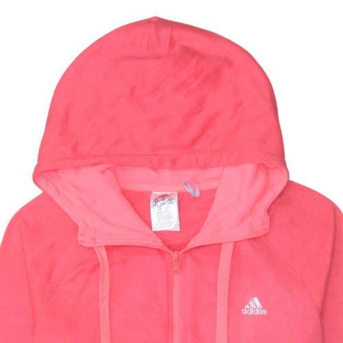 Adidas Womens Pink Full Zip Hoodie M 12-14 Hooded Sweatshirt - Image 8