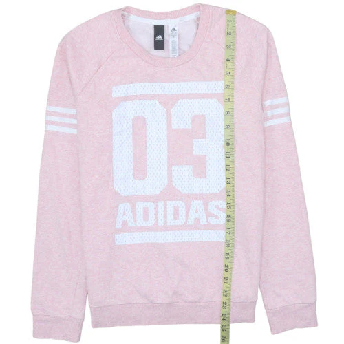 Adidas Womens Pink Graphic Crew Neck Pullover Sweatshirt Size M - Image 3