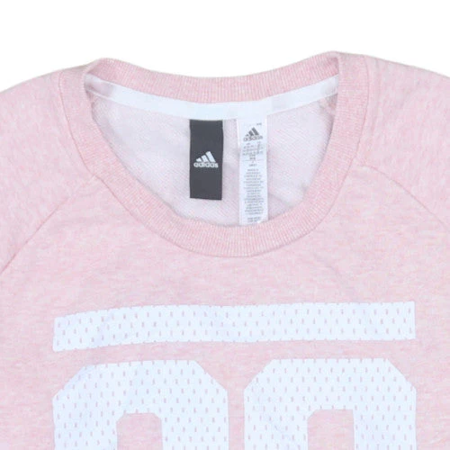 Adidas Womens Pink Graphic Crew Neck Pullover Sweatshirt Size M - Image 8
