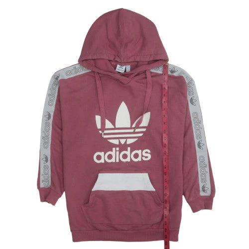 Adidas Womens Pink Hooded Pullover Sweatshirt UK 10 Logo Design - Image 3