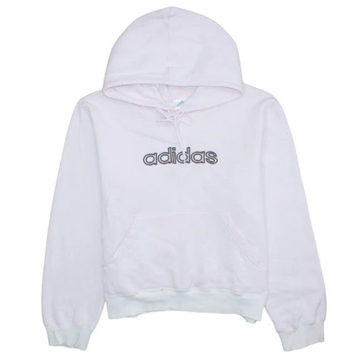 Adidas Womens Pink Pullover Hoodie Size 10 Cotton Blend Logo Sweatshirt
