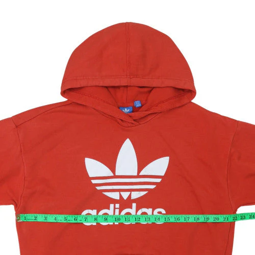 Adidas Womens Red Trefoil Pullover Hoodie Size 14 Cotton Blend - Image 2