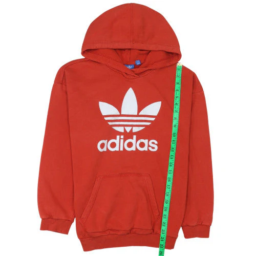 Adidas Womens Red Trefoil Pullover Hoodie Size 14 Cotton Blend - Image 3